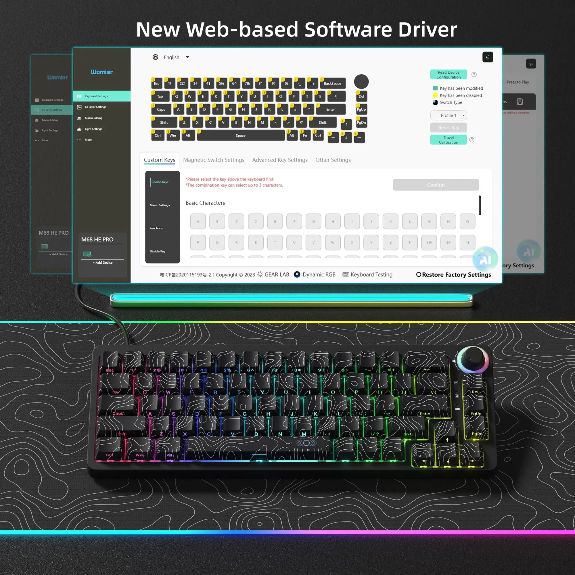 Womier M68HE PRO Wired Mechanical Keyboard Rapid Trigger Hall Effect 16000Hz Polling Rate Custom Keyboard for Mac/Windows