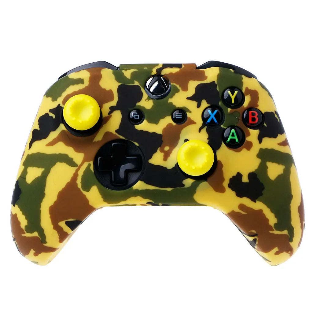 Camouflage Silicone Gamepad Cover + 2 Joystick Caps For XBox One X S Controller