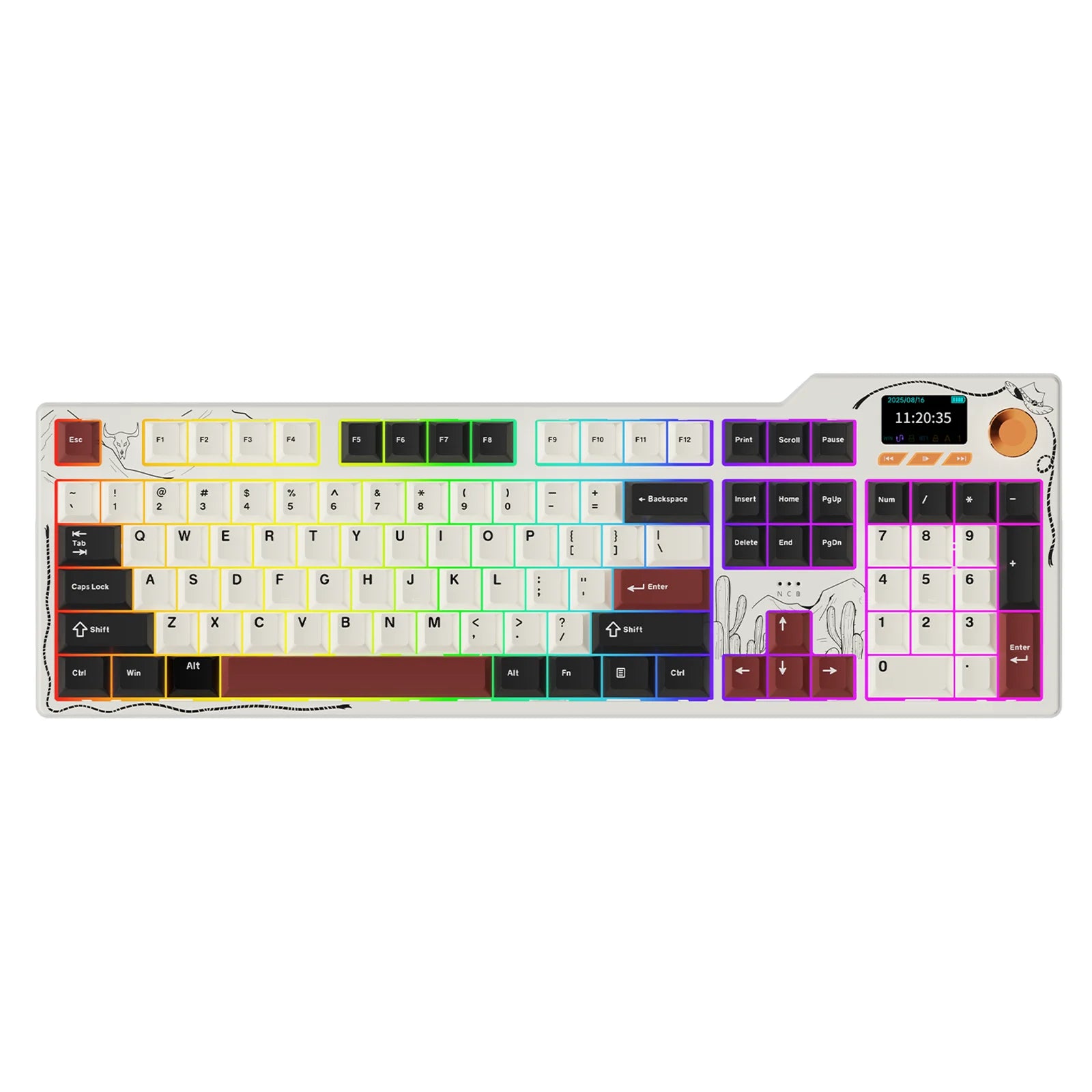 AJAZZ AK35I V4 3-Mode Keyboard, Hot-Swappable Avocado Switch, RGB, TFT, Metal Knob, Multi-Device