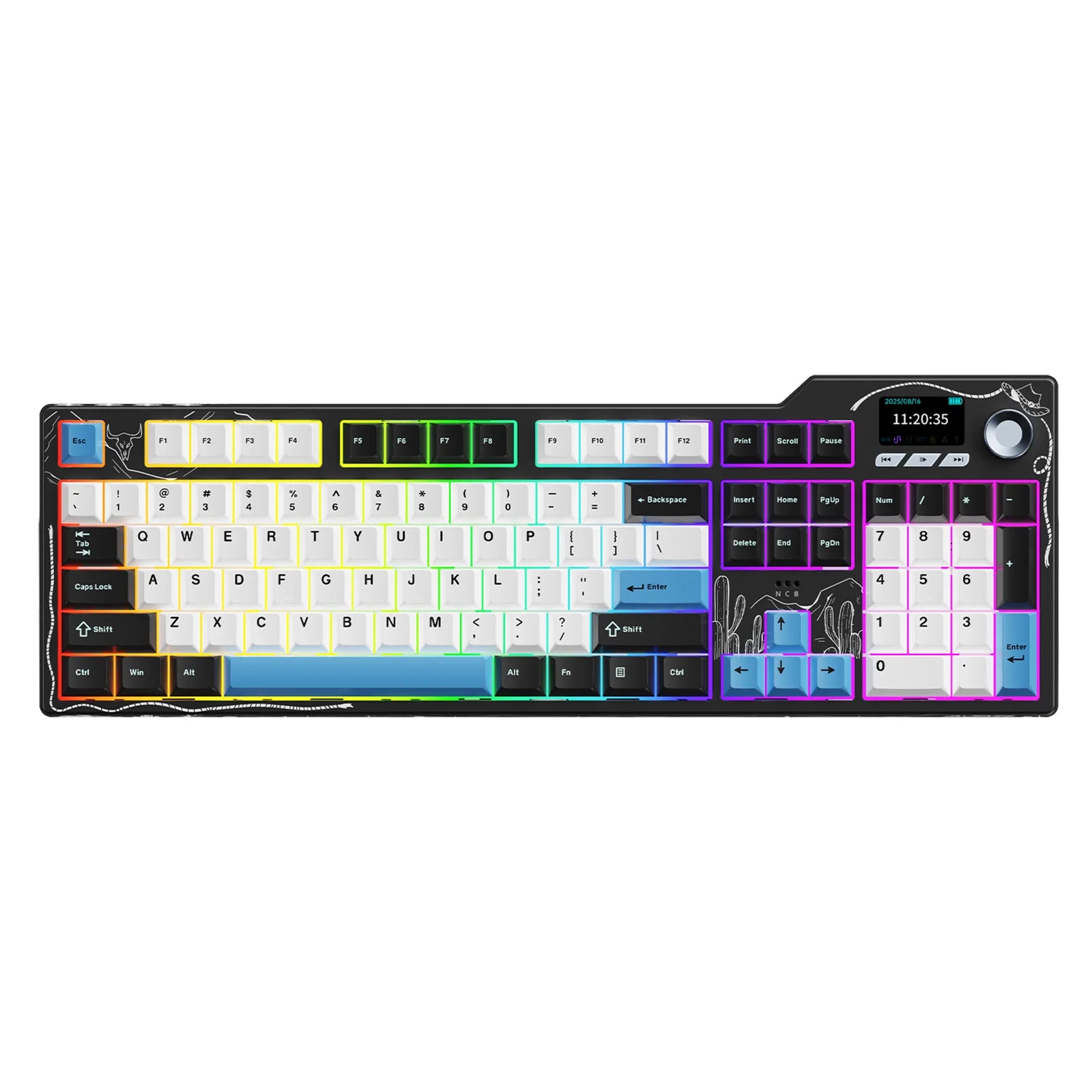 AJAZZ AK35I V4 3-Mode Keyboard, Hot-Swappable Avocado Switch, RGB, TFT, Metal Knob, Multi-Device