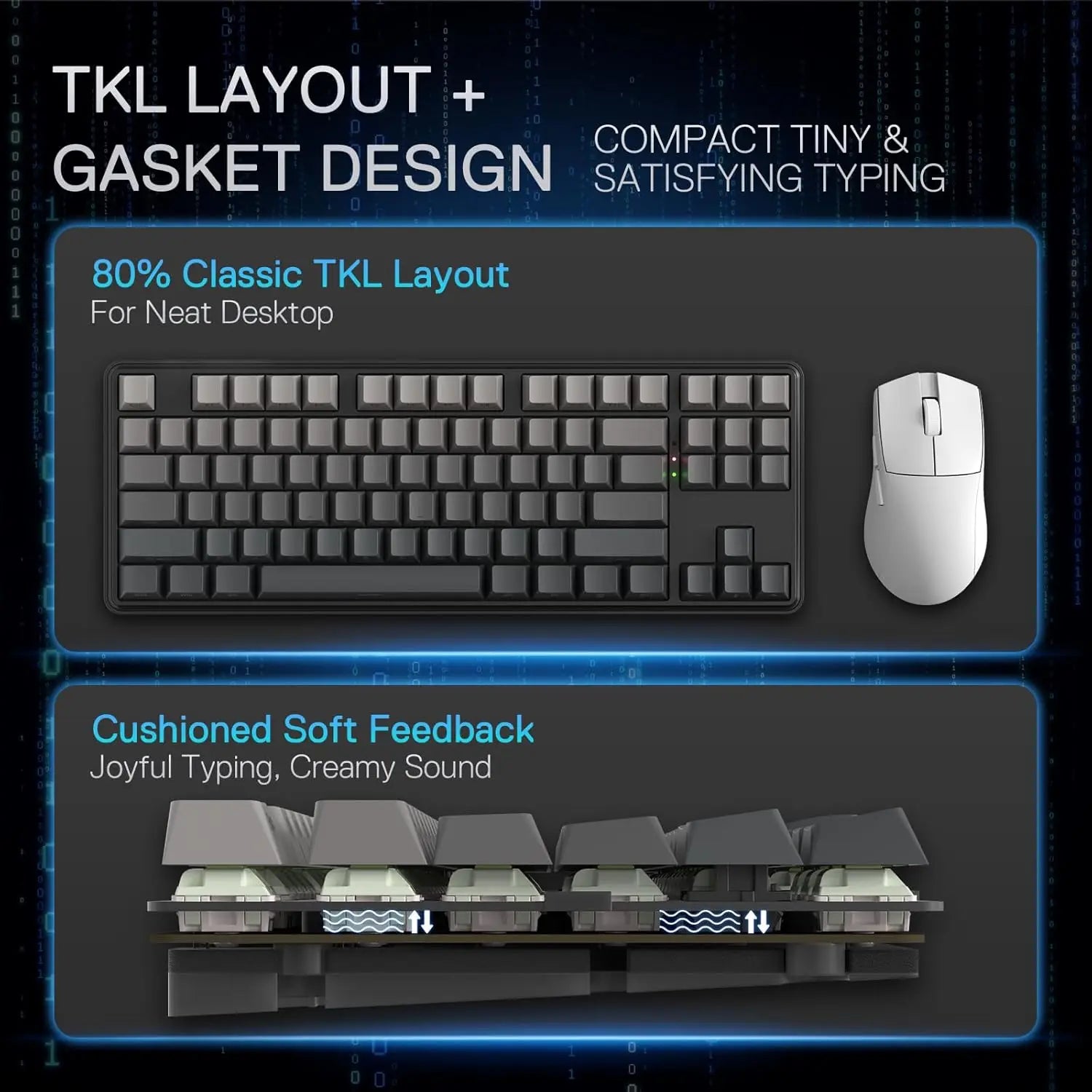 Redragon K707 PRO GB 80% Gasket RGB Gaming 3-Modes Wireless TKL Mechanical Hot-Swap Noise Dampening Keyboard,Mint Mambo Switch