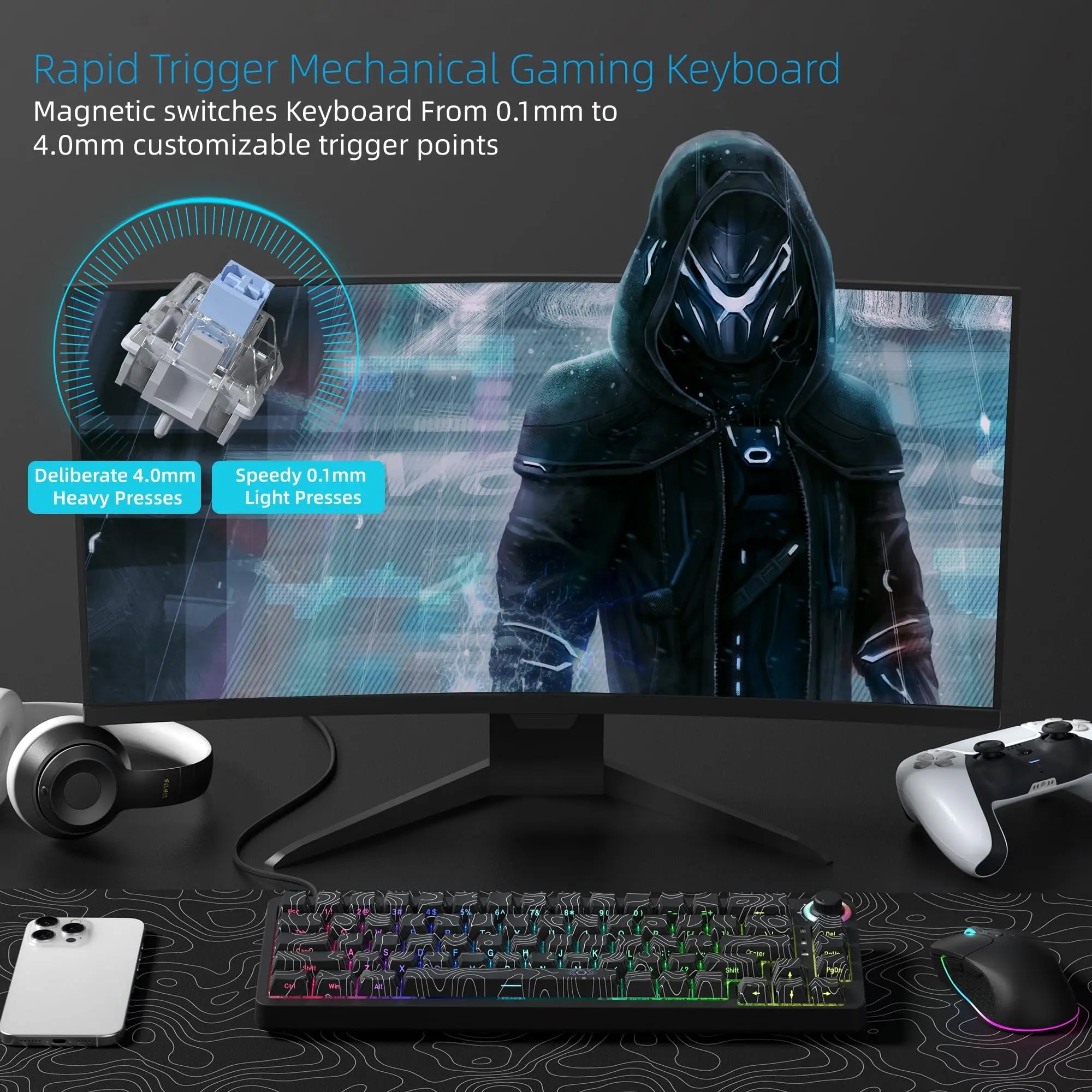 Womier M68HE PRO Wired Mechanical Keyboard Rapid Trigger Hall Effect 16000Hz Polling Rate Custom Keyboard for Mac/Windows