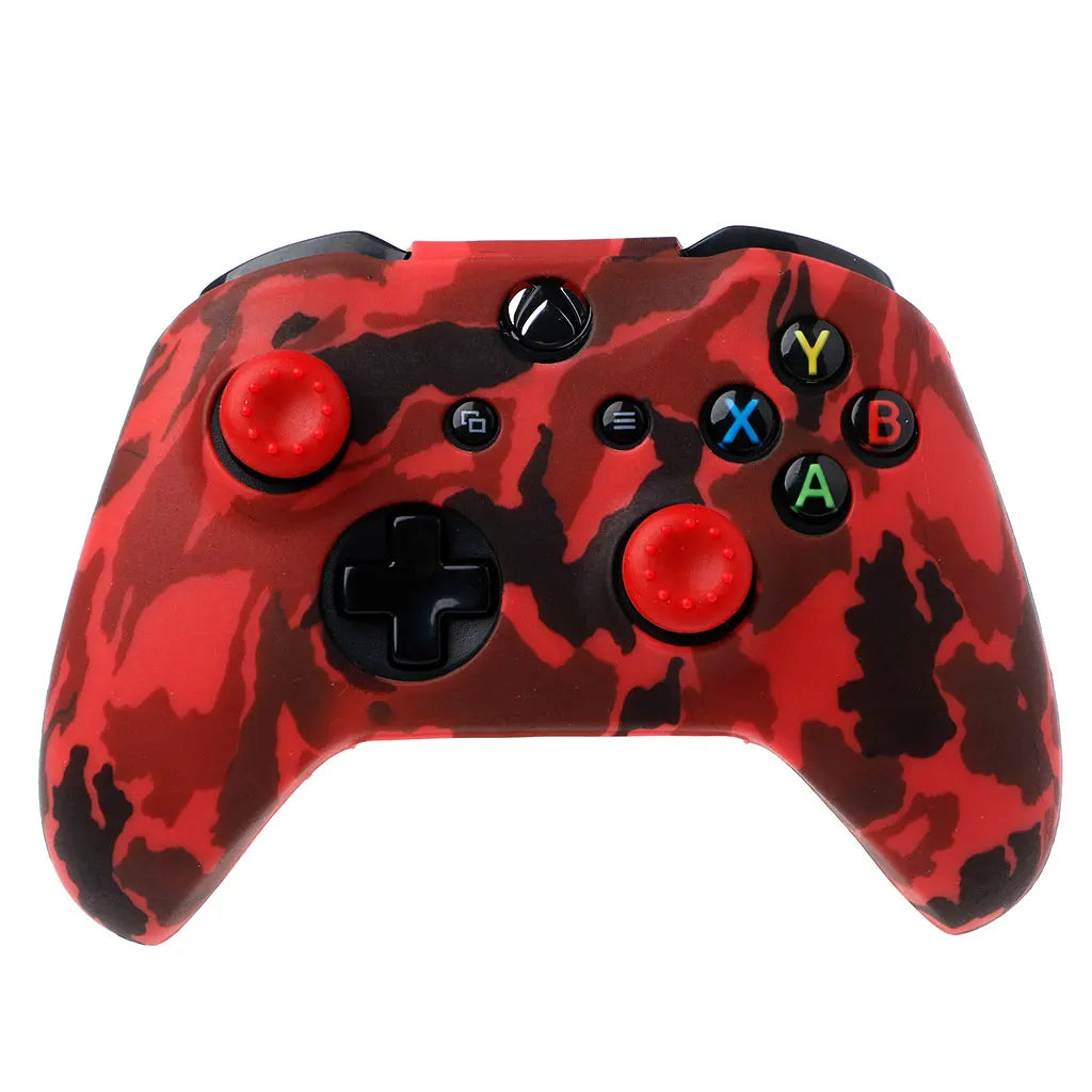 Camouflage Silicone Gamepad Cover + 2 Joystick Caps For XBox One X S Controller
