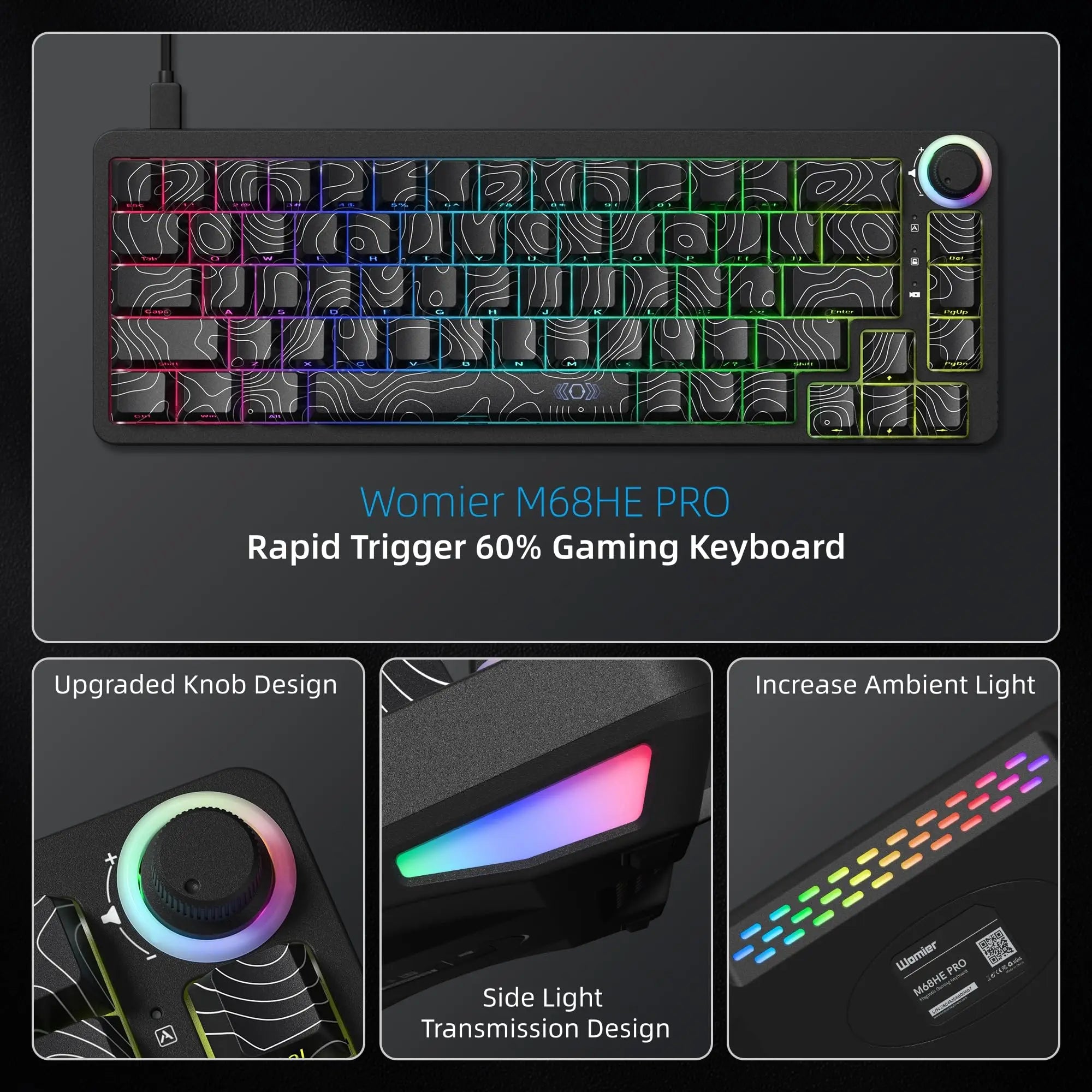 Womier M68HE PRO Wired Mechanical Keyboard Rapid Trigger Hall Effect 16000Hz Polling Rate Custom Keyboard for Mac/Windows