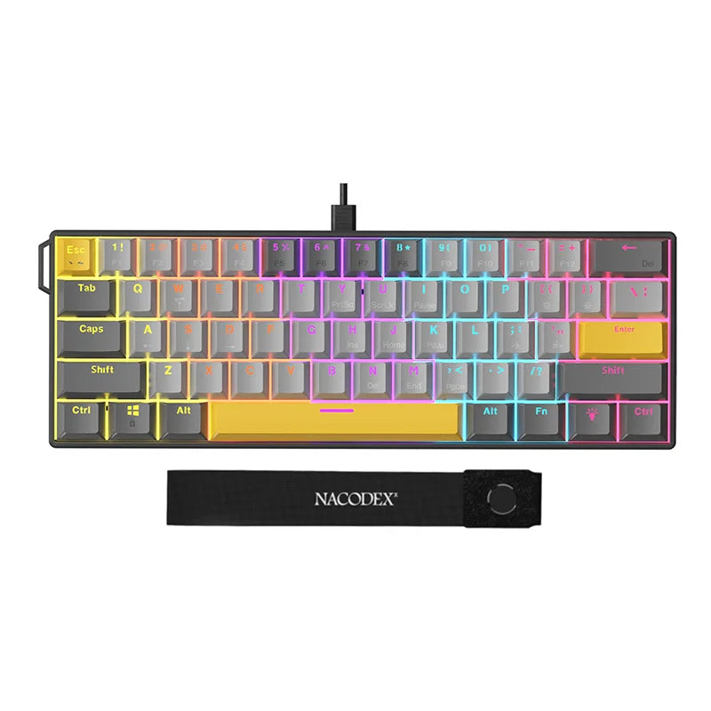 AJAZZ NK61 Wired Gaming Mechanical Keyboard 60% RGB Hot-Swappable 61 Keys Red Switch Mini Keyboard for Gamer PC