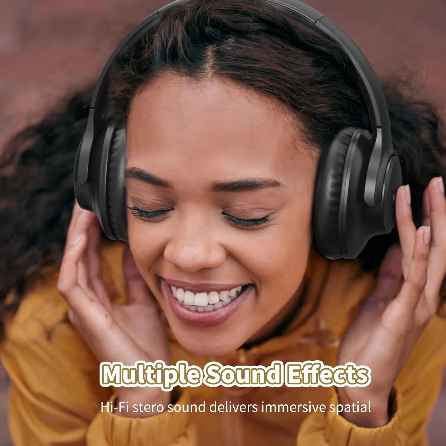 Wireless Over-Ear Headphones, 65-Hour Playtime, Foldable Lightweight Design with Deep Bass and Low Latency for Travel and Work