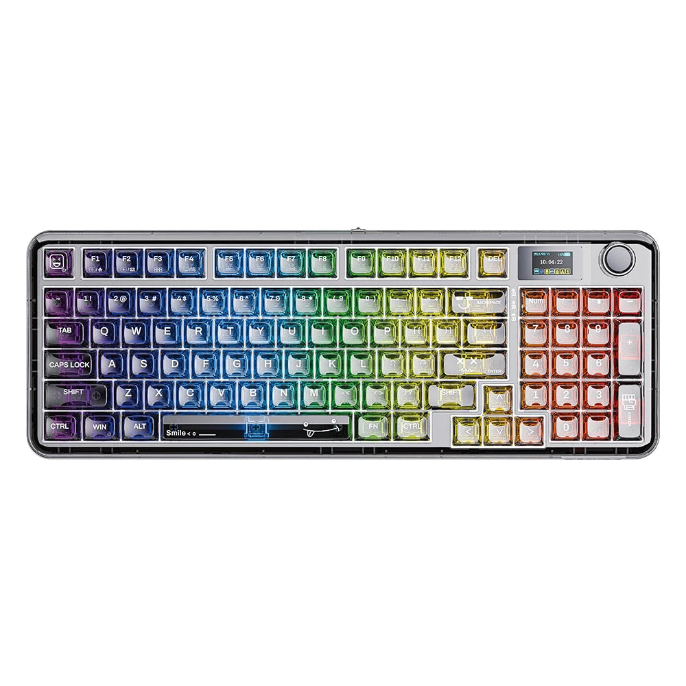 AULA F-NB98 Tri-mode Mechanical Keyboard 96% ANSI US Transparent Hot Swappable Switch Multi-function Knob RGB Gaming Keyboard