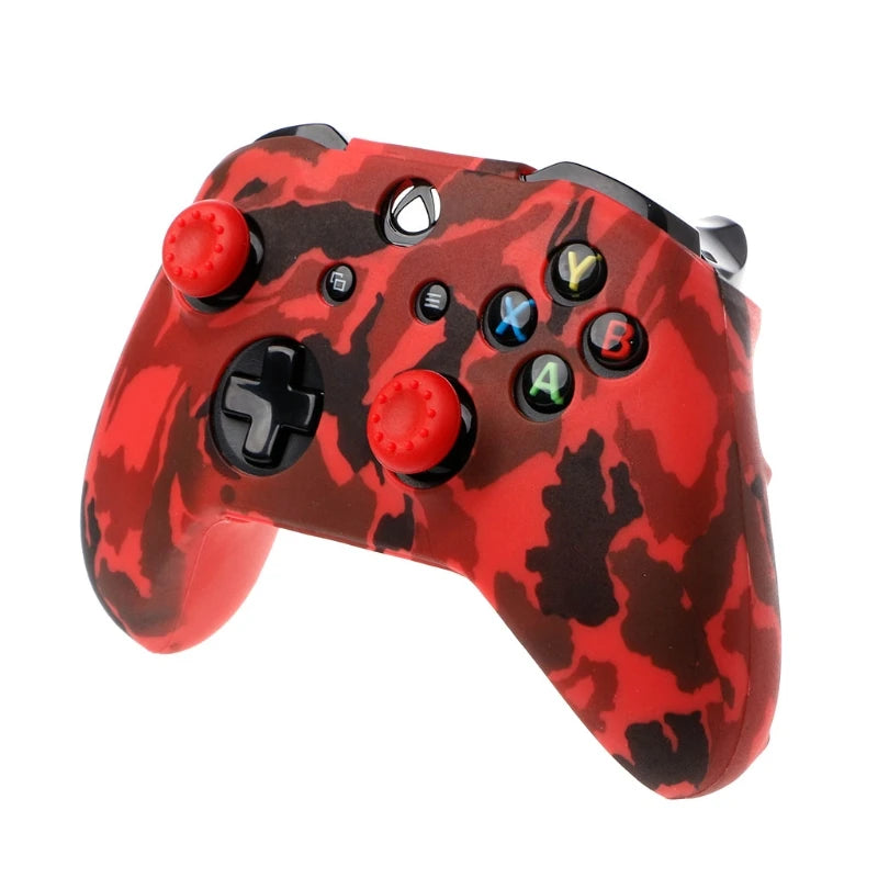 Camouflage Silicone Gamepad Cover + 2 Joystick Caps For XBox One X S Controller