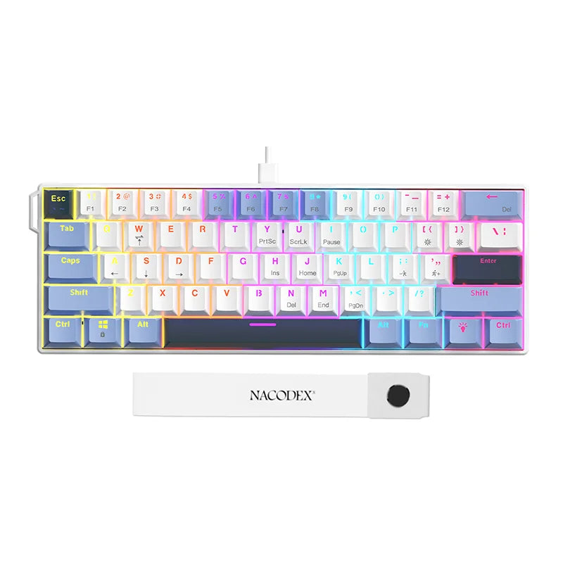 AJAZZ NK61 Wired Gaming Mechanical Keyboard 60% RGB Hot-Swappable 61 Keys Red Switch Mini Keyboard for Gamer PC