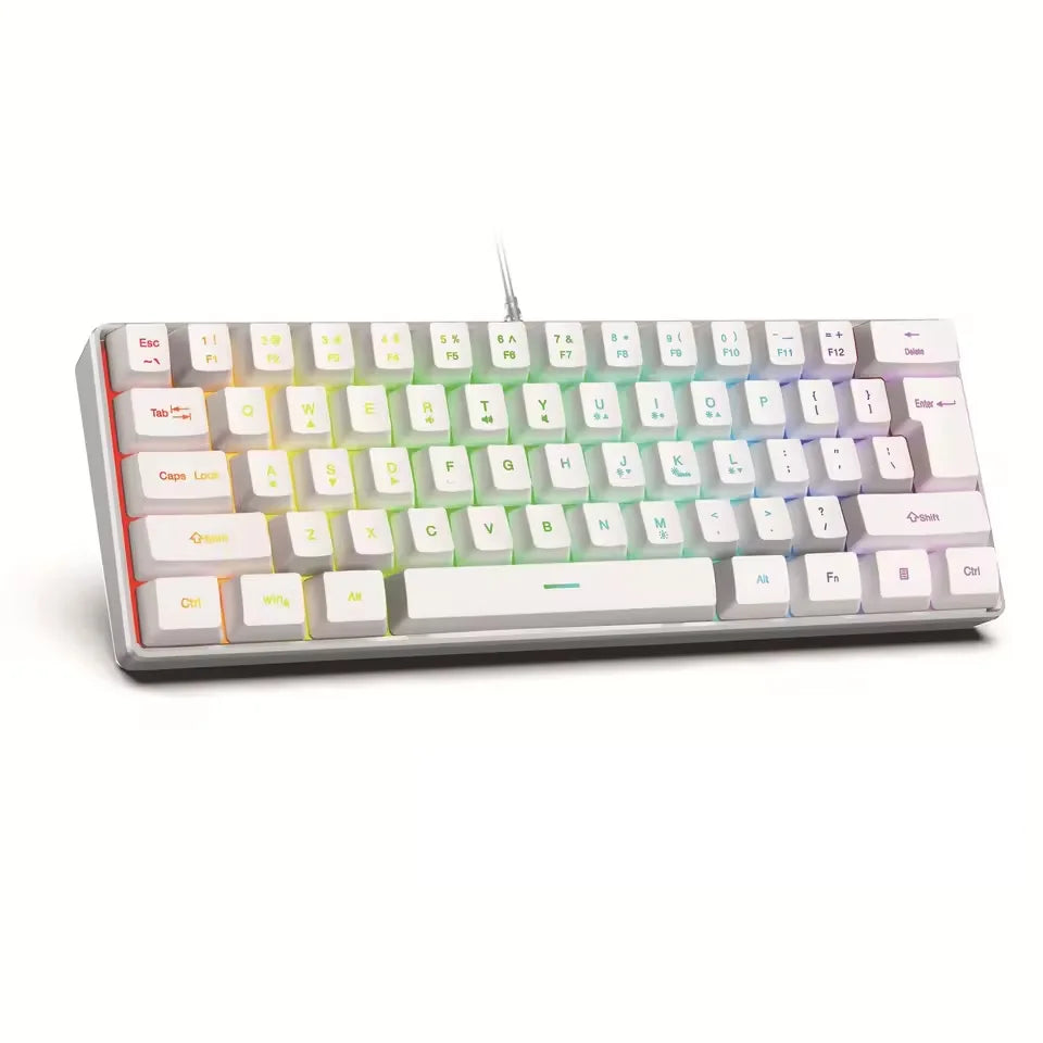 2026 New Portable Wired Mini Mechanical Keyboard K61 Mini Keyboard Wired 61 Keys Phantom RGB,Black White Red Red/Blue Switch New