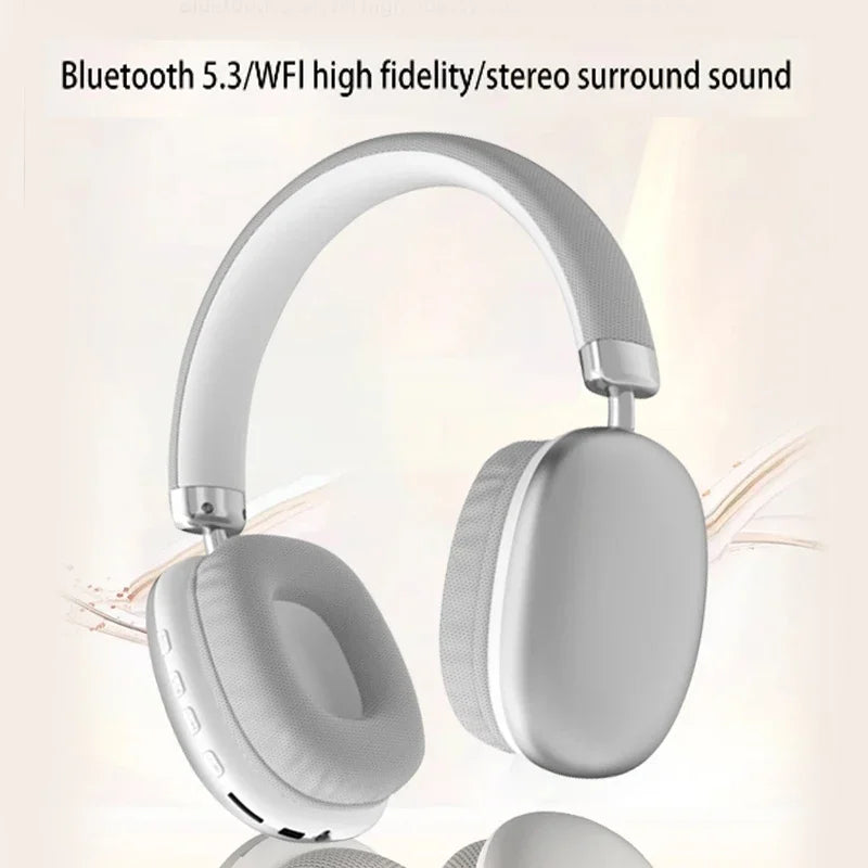 Fabric Headband Over-Ear Headphones Wireless Stereo HiFi Headset Adjustable Metal Rod Outdoor Music Noise Cancelling Earphones