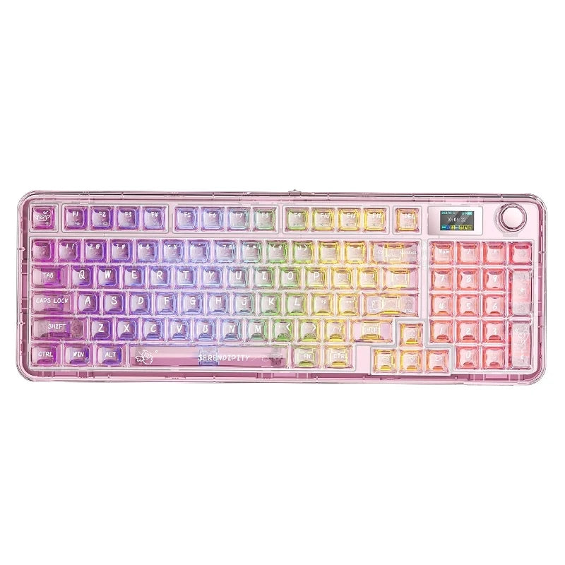 AULA F-NB98 Tri-mode Mechanical Keyboard 96% ANSI US Transparent Hot Swappable Switch Multi-function Knob RGB Gaming Keyboard