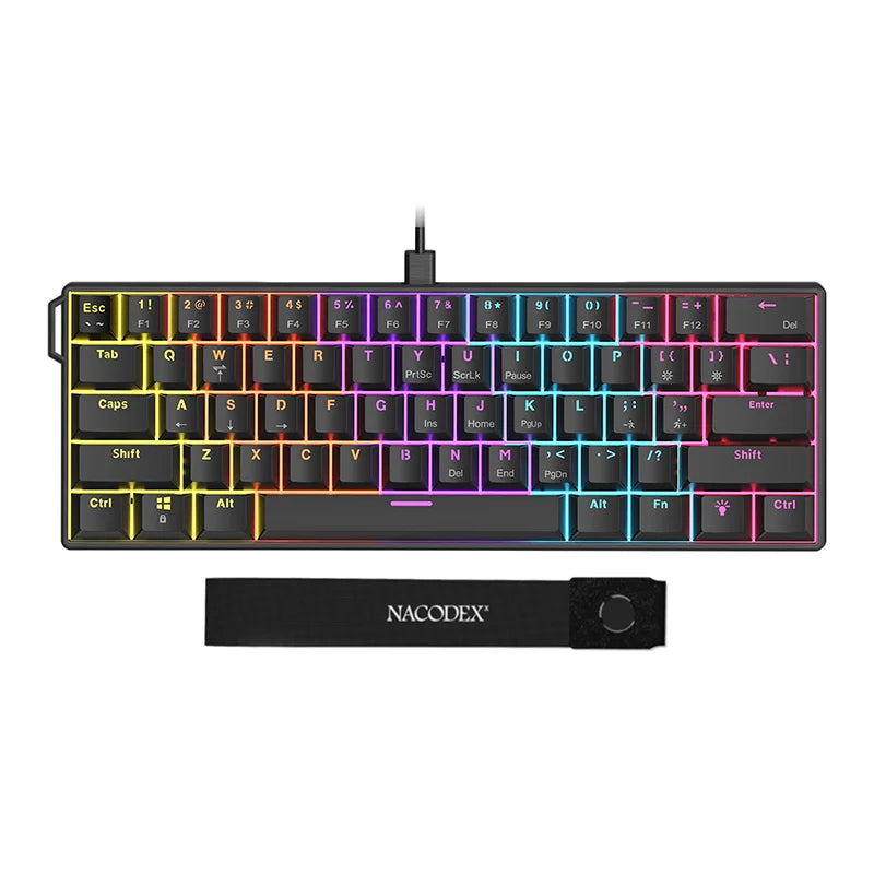 AJAZZ NK61 Wired Gaming Mechanical Keyboard 60% RGB Hot-Swappable 61 Keys Red Switch Mini Keyboard for Gamer PC