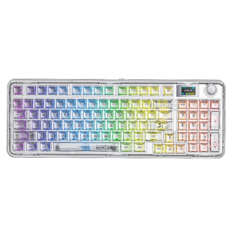AULA F-NB98 Tri-mode Mechanical Keyboard 96% ANSI US Transparent Hot Swappable Switch Multi-function Knob RGB Gaming Keyboard