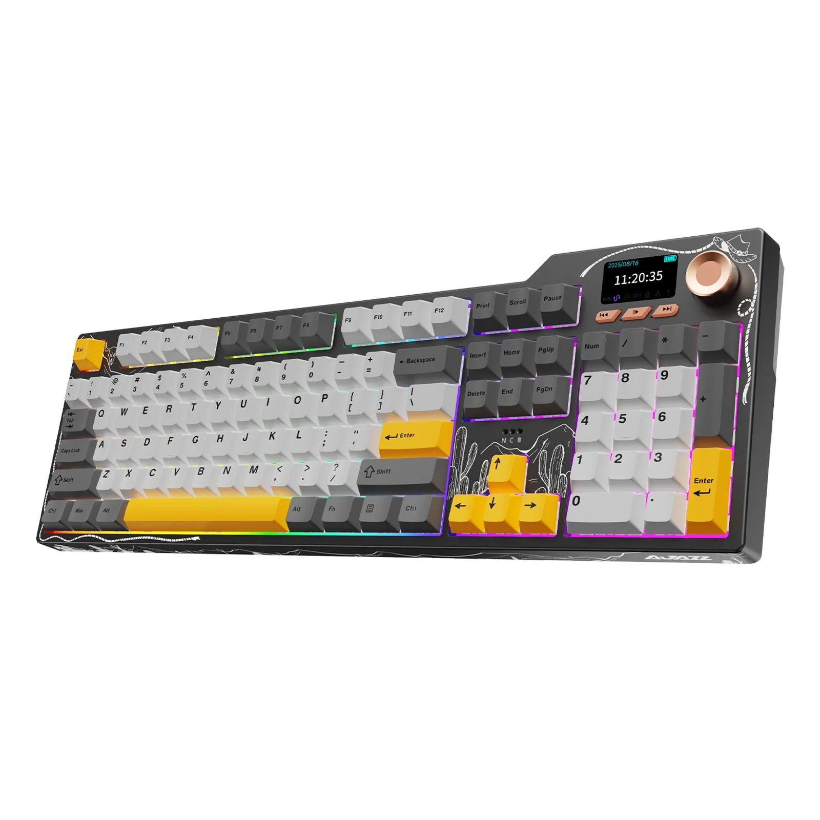 AJAZZ AK35I V4 3-Mode Keyboard, Hot-Swappable Avocado Switch, RGB, TFT, Metal Knob, Multi-Device