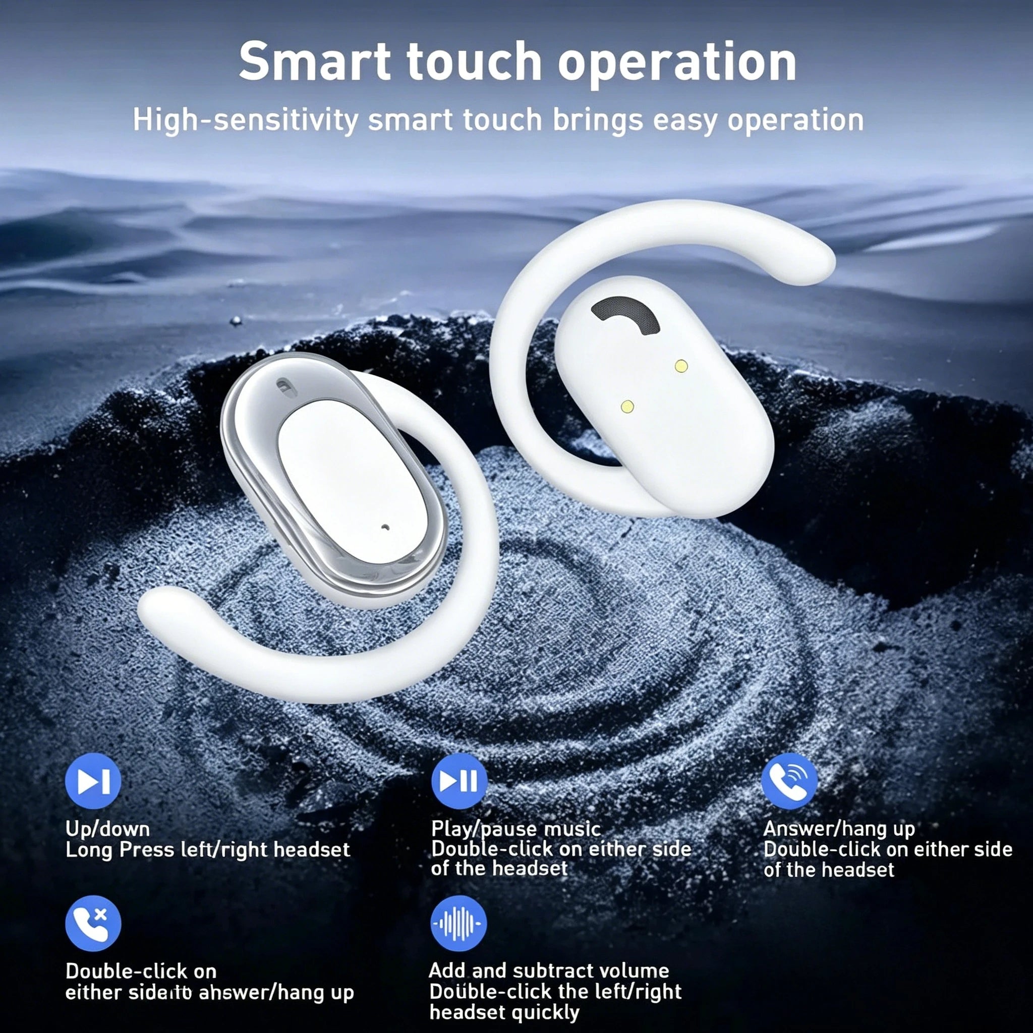 OWS Earphones Over-Ear Open-Ear Wireless Bluetooth Headphones Style Noise Cancellation Rotatable Feature With Mic Portable Audi