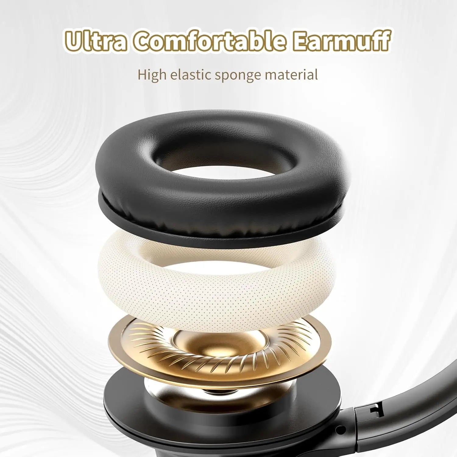 Wireless Over-Ear Headphones, 65-Hour Playtime, Foldable Lightweight Design with Deep Bass and Low Latency for Travel and Work