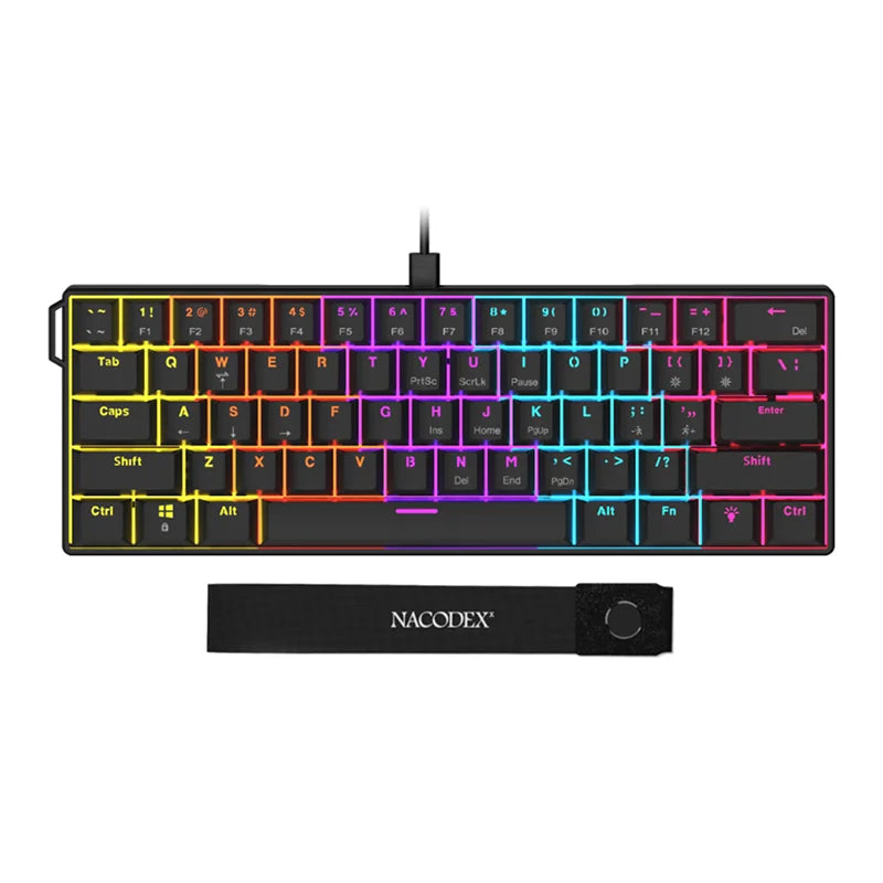 AJAZZ NK61 Wired Gaming Mechanical Keyboard 60% RGB Hot-Swappable 61 Keys Red Switch Mini Keyboard for Gamer PC