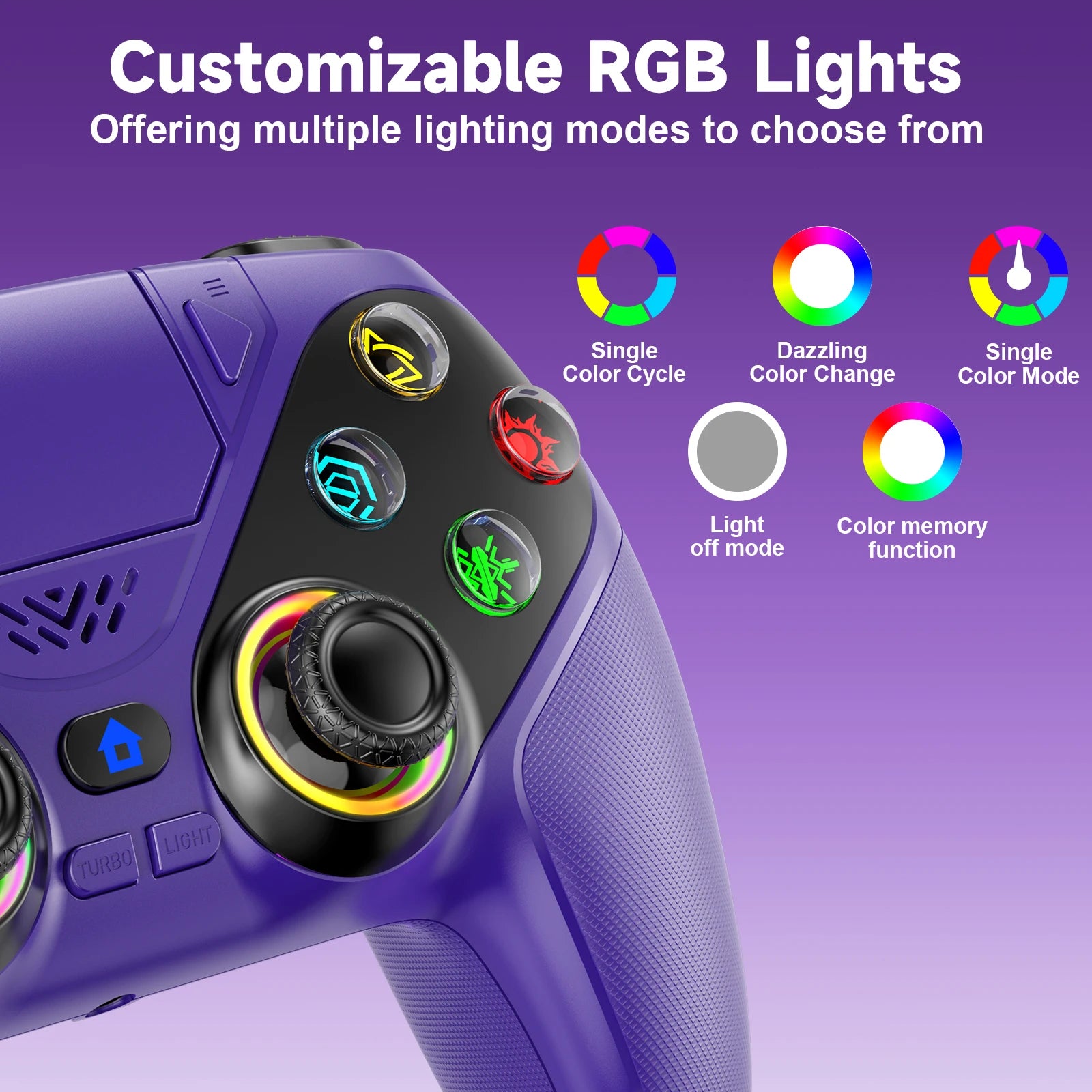 RGB Controller For Playstion 5/PS5 Pro/Slim/PC Wireless Gamepad Hall Effect Trigger Turbo Vibration controle ps5 Joystick