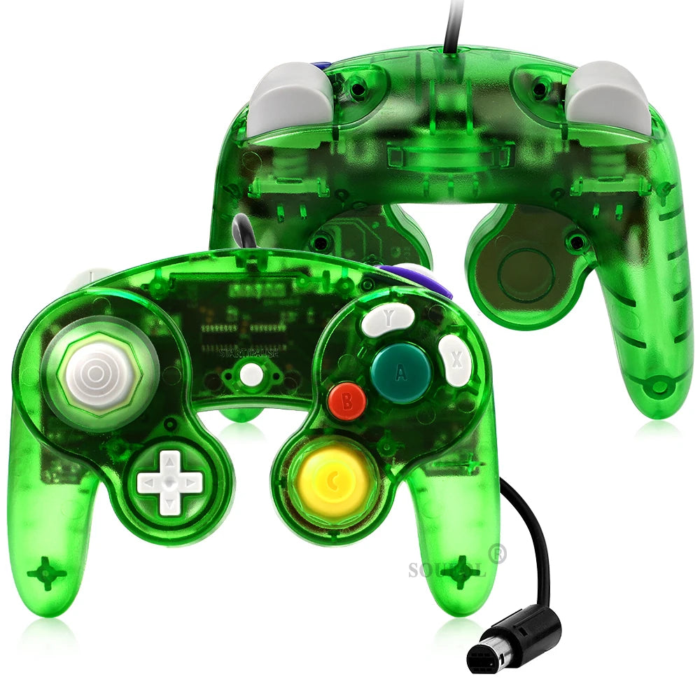 Transparent Color Wired Game Controller For GameCube NGC Gamepad One Button Wired Game Controller Joystick for NGC