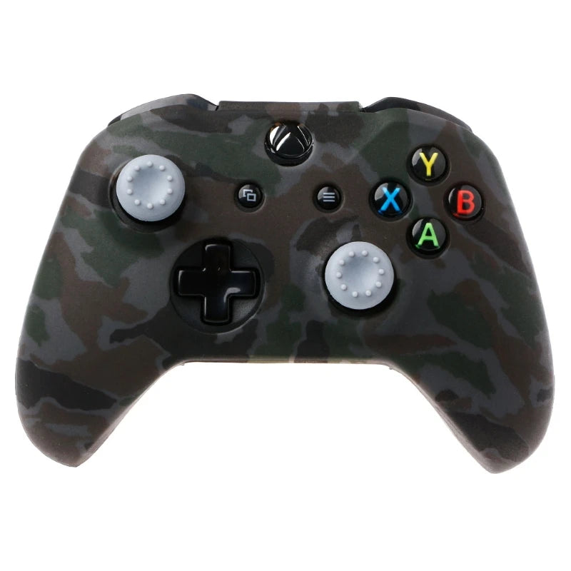 Camouflage Silicone Gamepad Cover + 2 Joystick Caps For XBox One X S Controller